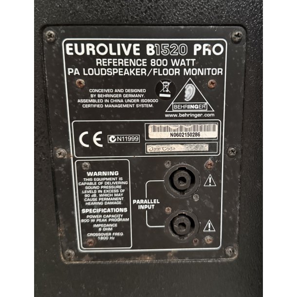 (BRUGT) Behringer EUROLIVE B1520 Pro